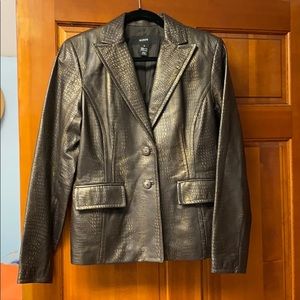 Alfani Leather Medium Brown Gold Snake Jacket